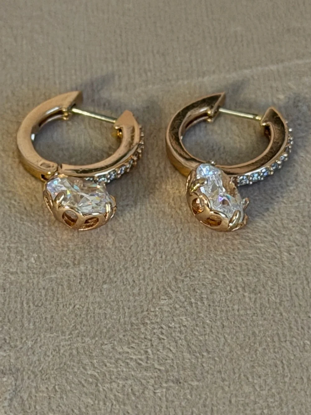 kate spade Rose Gold Hoop Earrings with Clear Crystal Drops